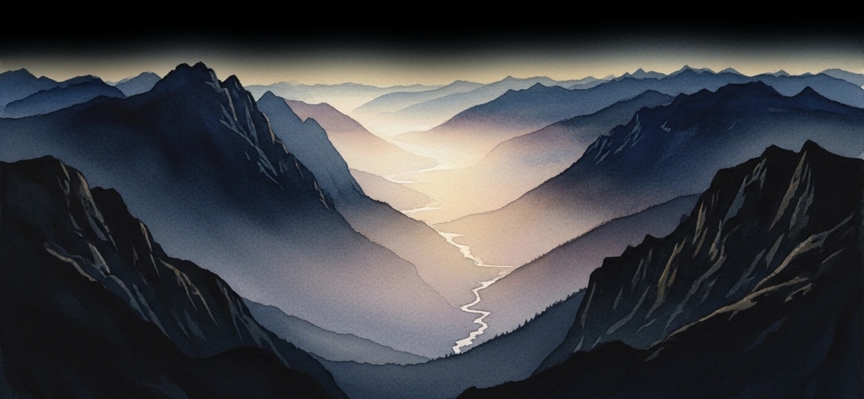Jetpack technology landscape with mountain terrain