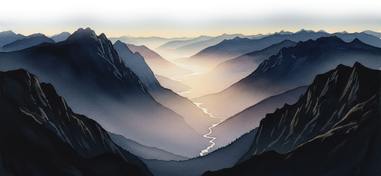 Jetpack technology landscape with mountain terrain